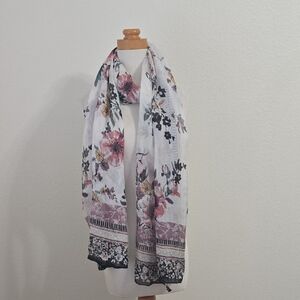 White House Black Market Silk, Floral Scarf